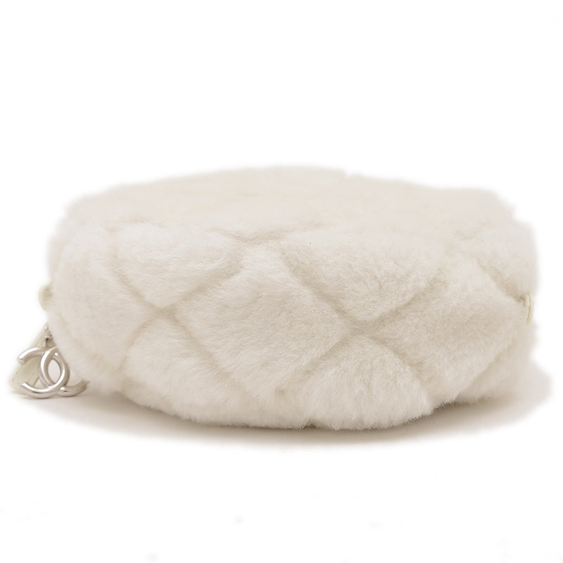 ココマーク ラウンド チェーンショルダーバッグ シアリング ホワイト ショルダーバッグ