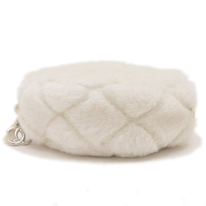 ココマーク ラウンド チェーンショルダーバッグ シアリング ホワイト ショルダーバッグ