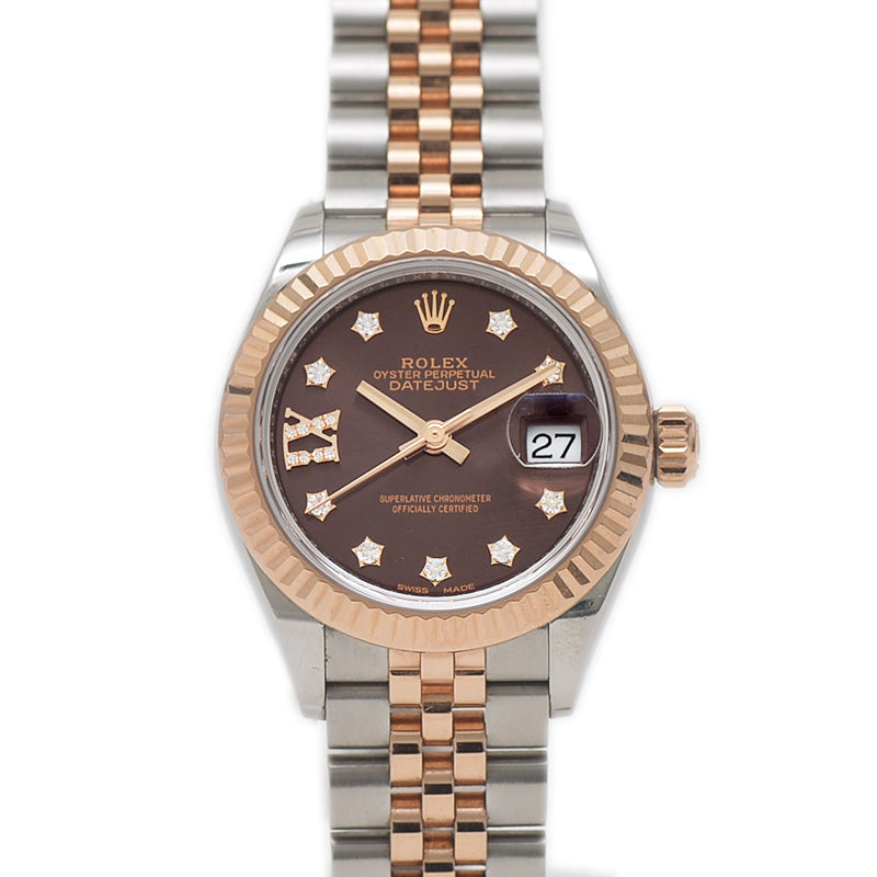 デイトジャスト 279171G チョコレート文字盤 スターIXダイヤ レディース 腕時計