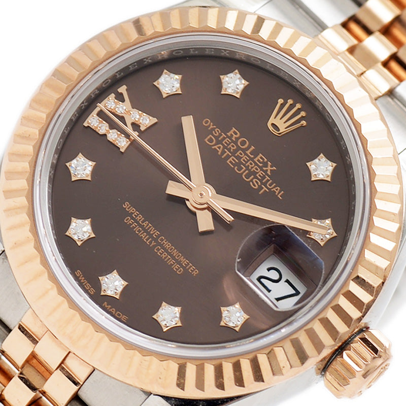 デイトジャスト 279171G チョコレート文字盤 スターIXダイヤ レディース 腕時計