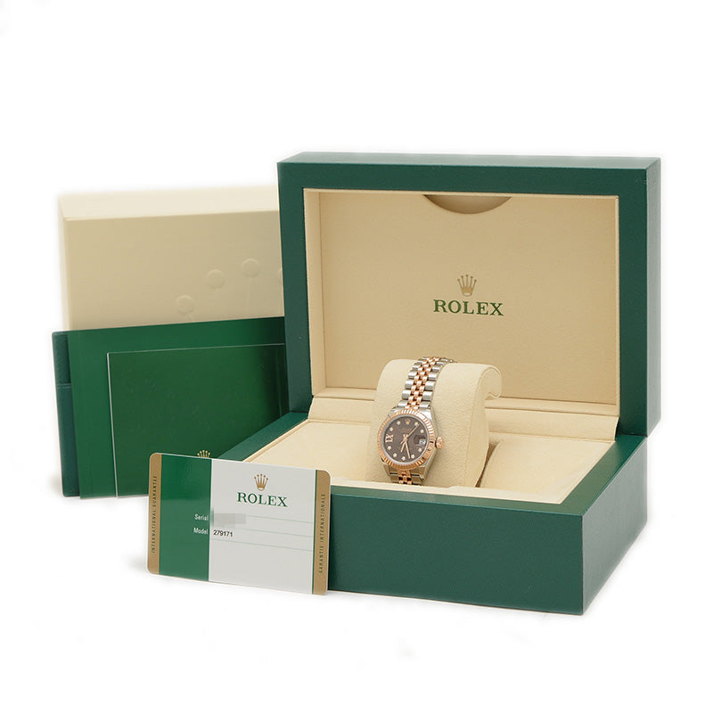 デイトジャスト 279171G チョコレート文字盤 スターIXダイヤ レディース 腕時計