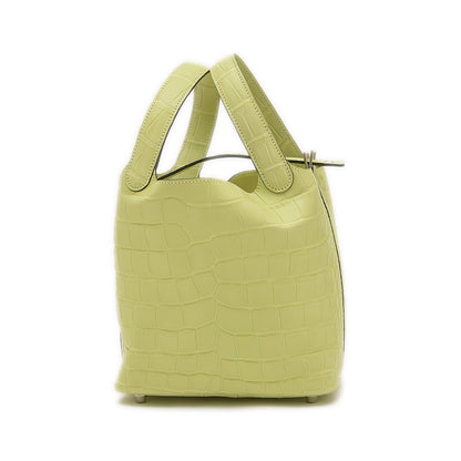 ピコタンロック PM 18 アリゲーターマット ジョーヌブルジョン Z刻印 ハンドバッグ