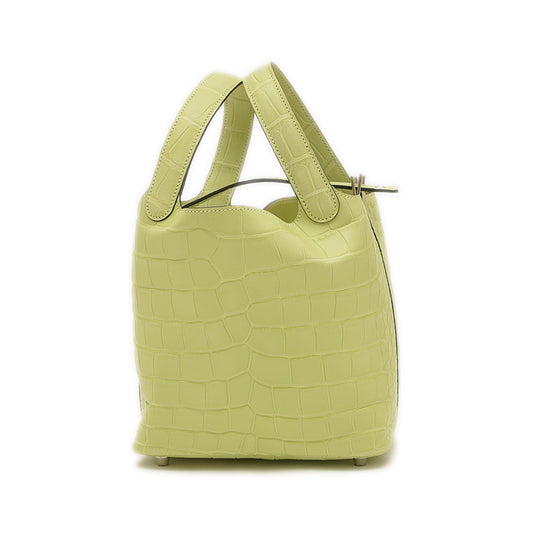 ピコタンロック PM 18 アリゲーターマット ジョーヌブルジョン Z刻印 ハンドバッグ