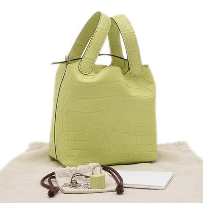 ピコタンロック PM 18 アリゲーターマット ジョーヌブルジョン Z刻印 ハンドバッグ