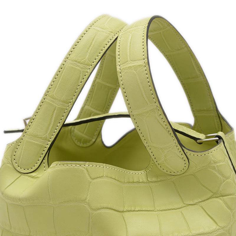 ピコタンロック PM 18 アリゲーターマット ジョーヌブルジョン Z刻印 ハンドバッグ