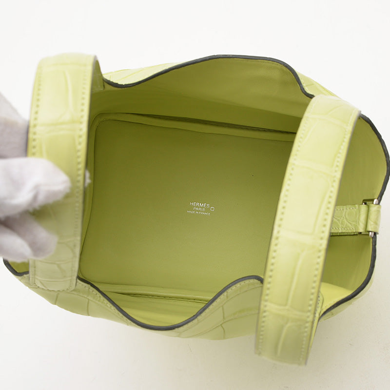 ピコタンロック PM 18 アリゲーターマット ジョーヌブルジョン Z刻印 ハンドバッグ