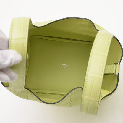 ピコタンロック PM 18 アリゲーターマット ジョーヌブルジョン Z刻印 ハンドバッグ