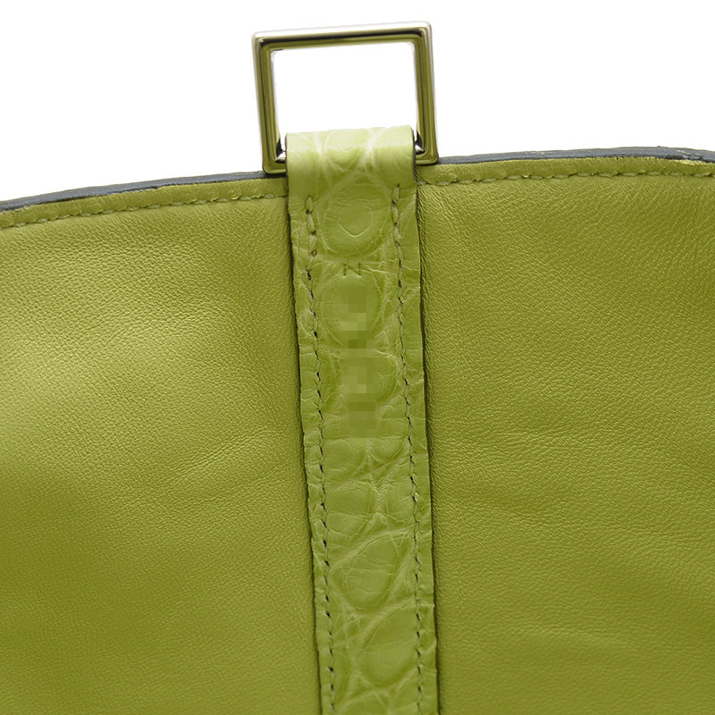 ピコタンロック PM 18 アリゲーターマット ジョーヌブルジョン Z刻印 ハンドバッグ