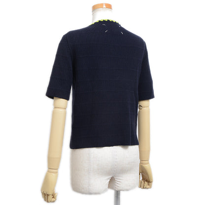 半袖ニット コットン ネイビー レディース Sサイズ カーディガン