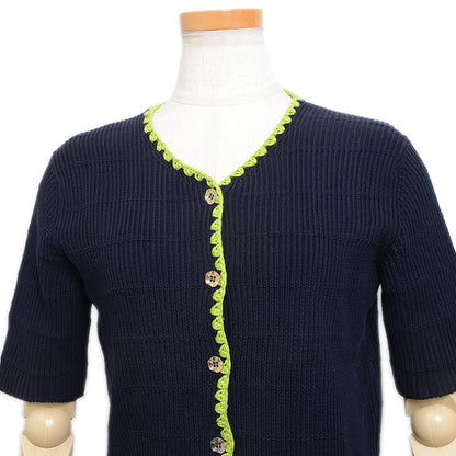 半袖ニット コットン ネイビー レディース Sサイズ カーディガン
