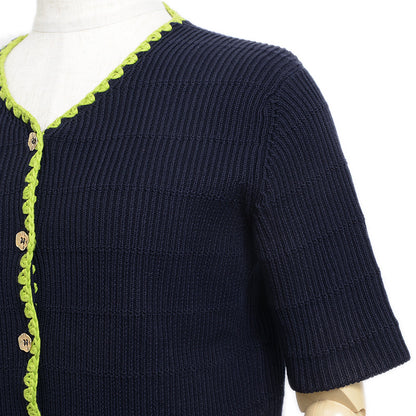 半袖ニット コットン ネイビー レディース Sサイズ カーディガン