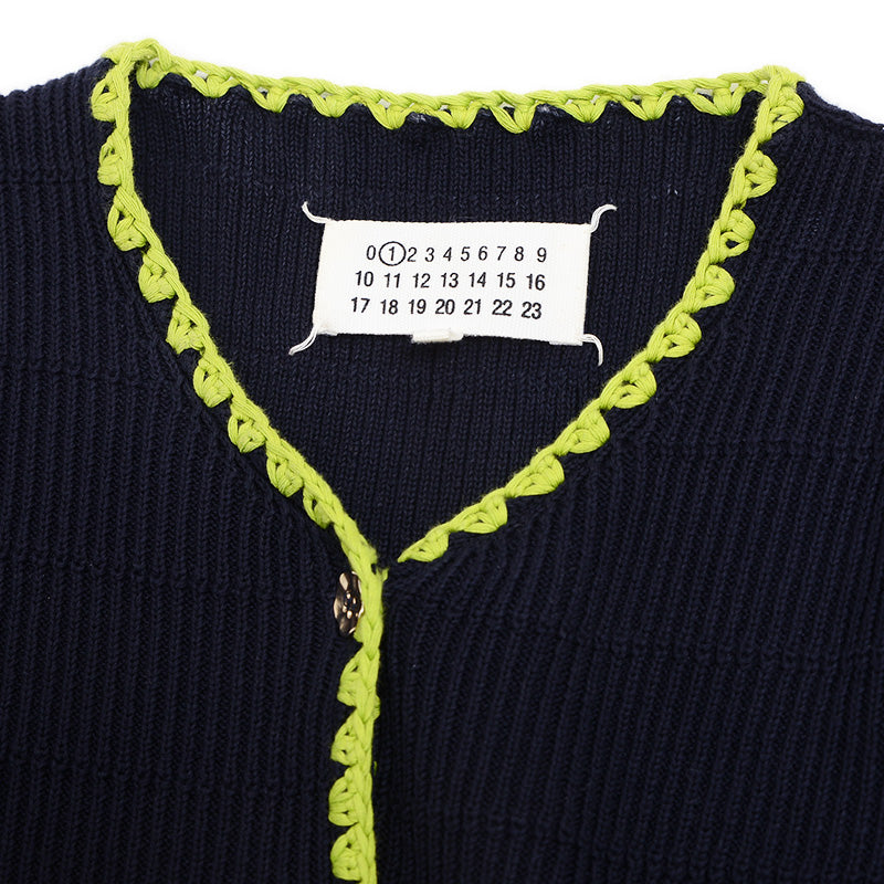 半袖ニット コットン ネイビー レディース Sサイズ カーディガン