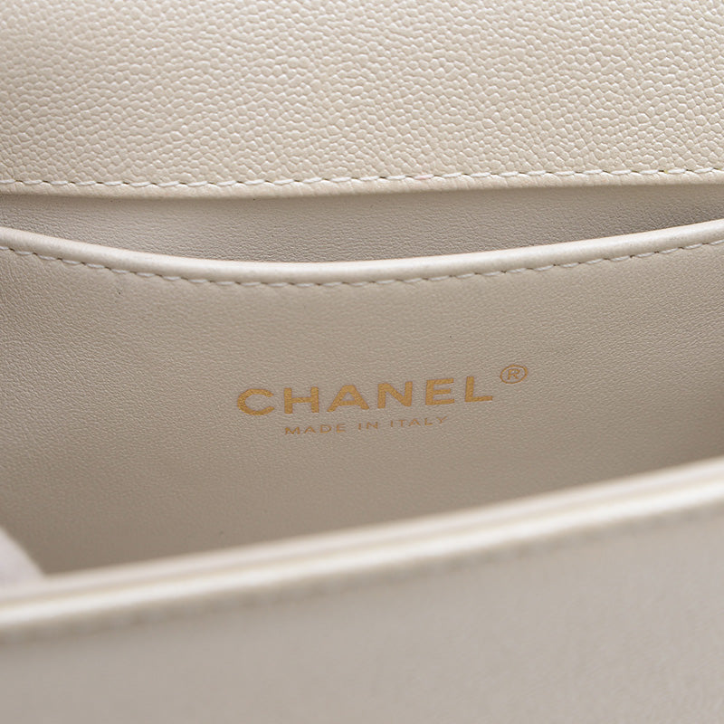 ボーイシャネル チェーンショルダー カーフ パールホワイト ゴールド金具 AS3018 ショルダーバッグ
