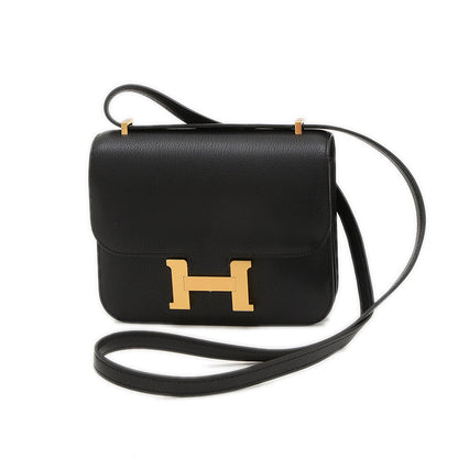 コンスタンス ミニ 18 ミロワール シェーブル ブラック ゴールド金具 W刻印 ショルダーバッグ