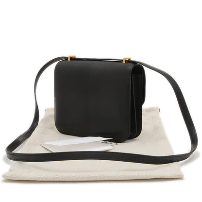 コンスタンス ミニ 18 ミロワール シェーブル ブラック ゴールド金具 W刻印 ショルダーバッグ