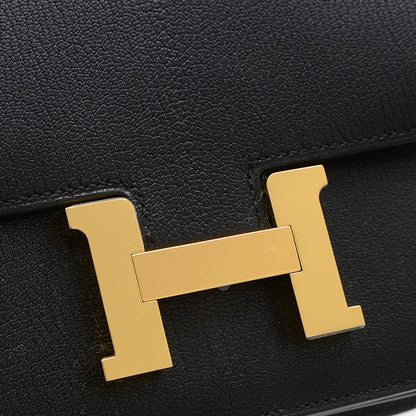 コンスタンス ミニ 18 ミロワール シェーブル ブラック ゴールド金具 W刻印 ショルダーバッグ