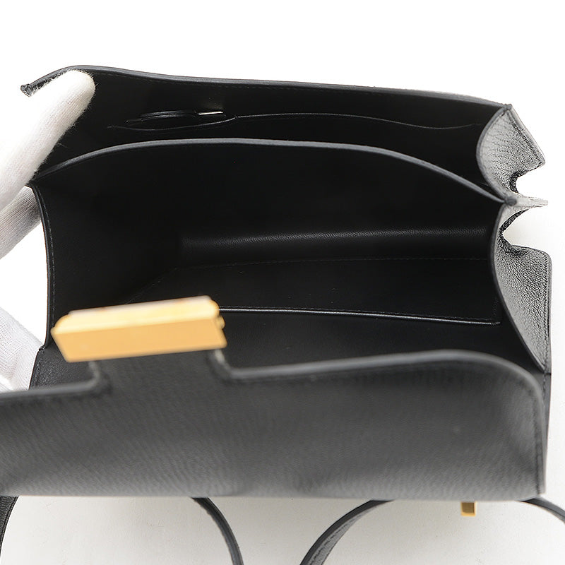 コンスタンス ミニ 18 ミロワール シェーブル ブラック ゴールド金具 W刻印 ショルダーバッグ