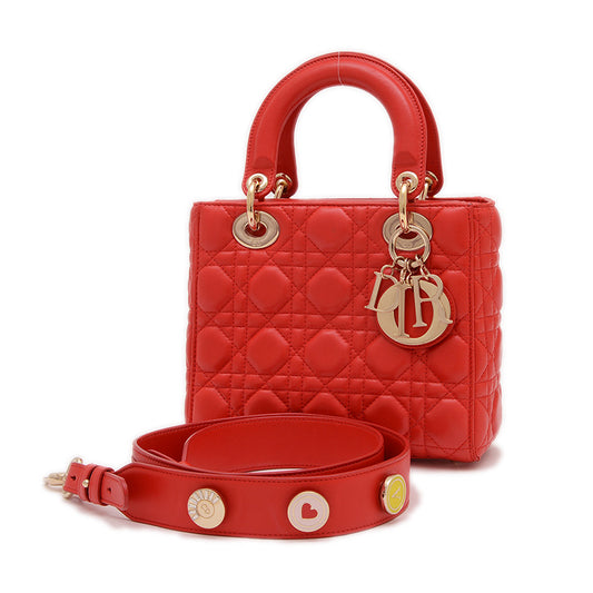 レディディオール スモール MyABC Dior 2WAYバッグ ラムスキン レッド ハンドバッグ