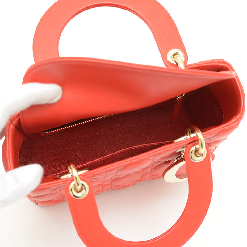 レディディオール スモール MyABC Dior 2WAYバッグ ラムスキン レッド ハンドバッグ