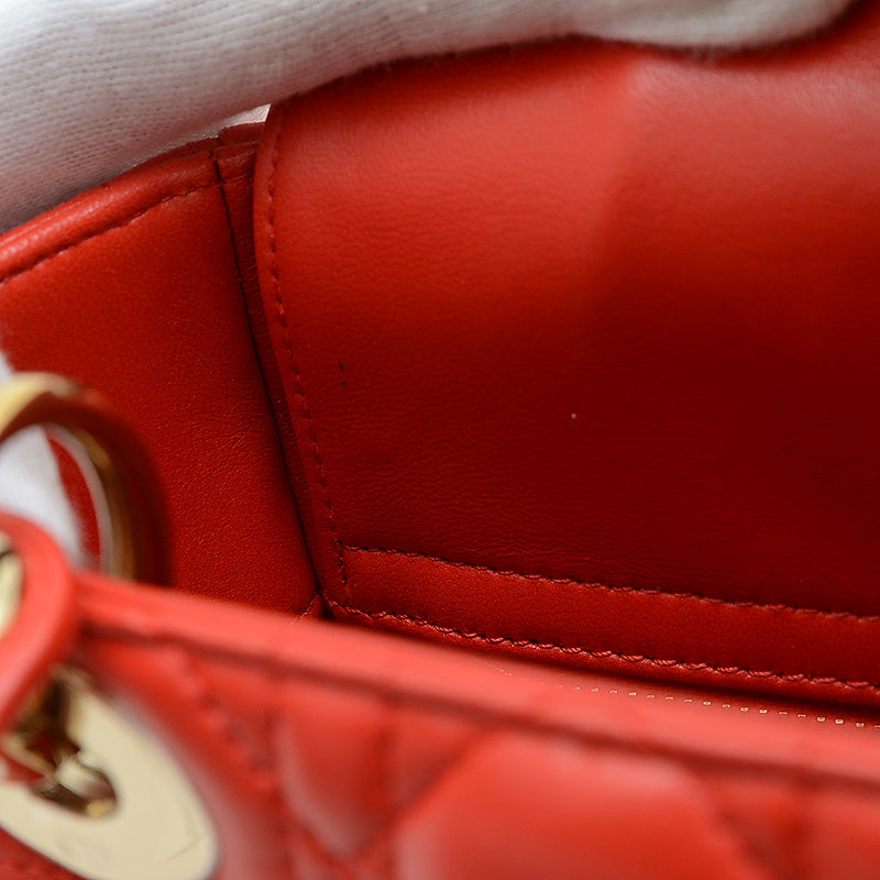 レディディオール スモール MyABC Dior 2WAYバッグ ラムスキン レッド ハンドバッグ
