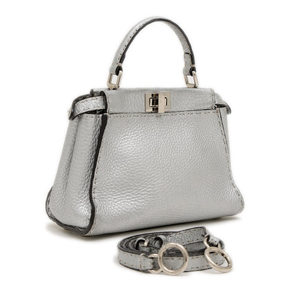 ピーカブー ミニ セレリア 2WAYバッグ レザー シルバー 8BN244 ショルダーバッグ