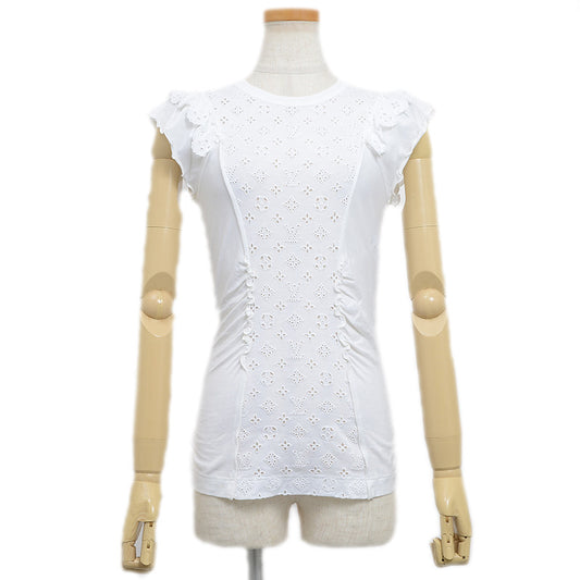 モノグラムレース ノースリーブカットソー コットン ホワイト #XS RW101W カットソー
