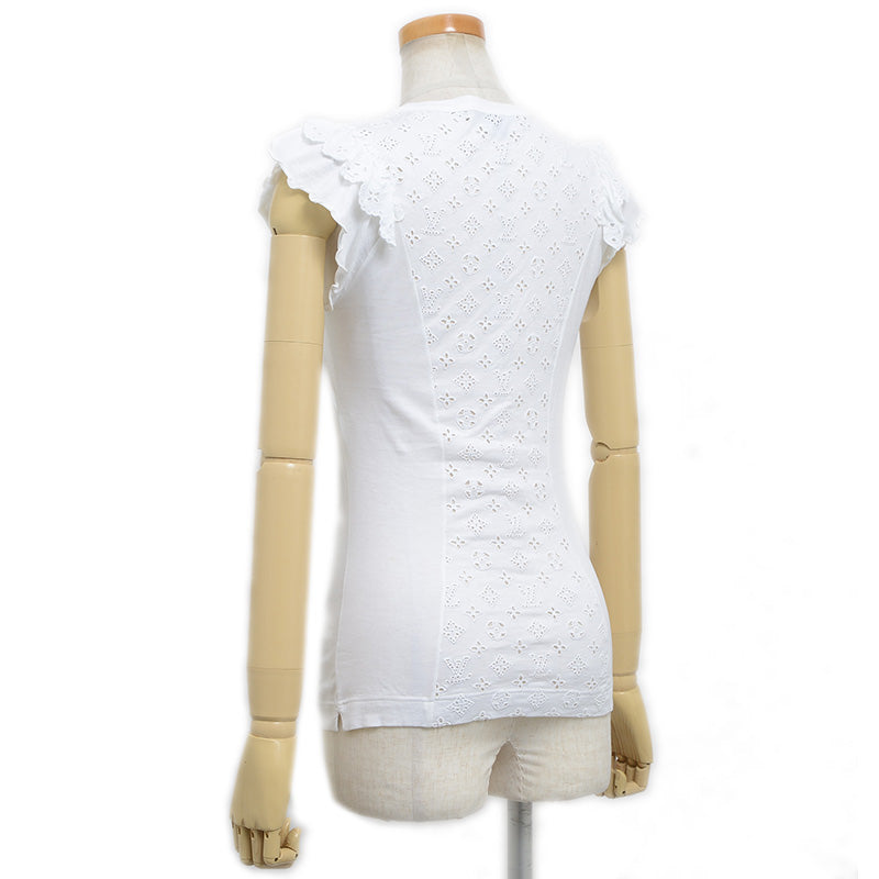 モノグラムレース ノースリーブカットソー コットン ホワイト #XS RW101W カットソー
