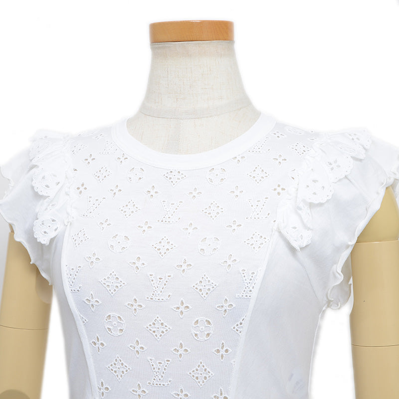 モノグラムレース ノースリーブカットソー コットン ホワイト #XS RW101W カットソー