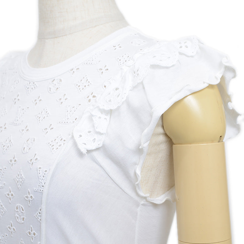 モノグラムレース ノースリーブカットソー コットン ホワイト #XS RW101W カットソー