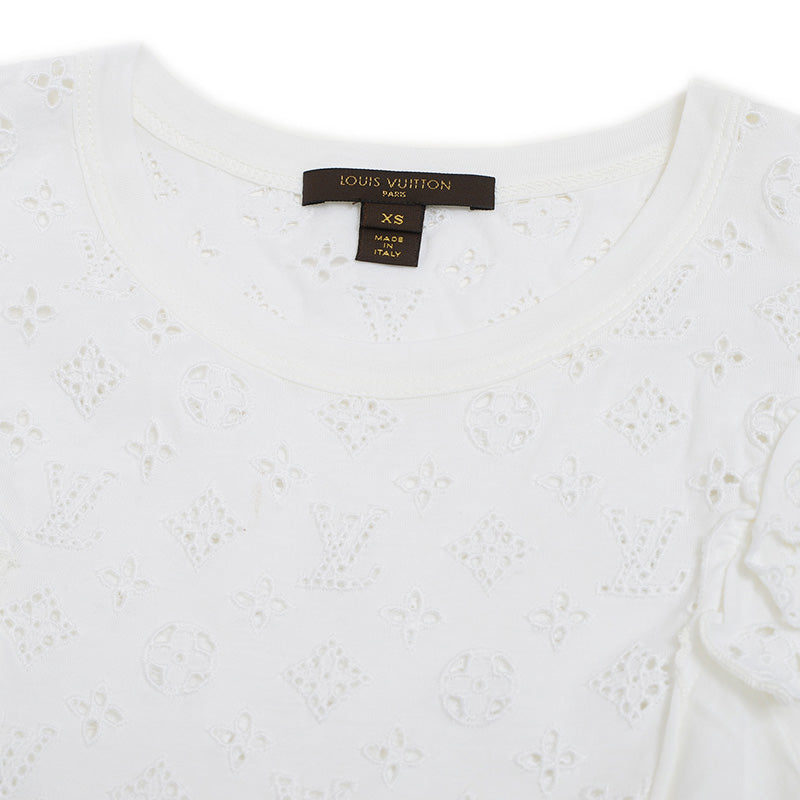 モノグラムレース ノースリーブカットソー コットン ホワイト #XS RW101W カットソー