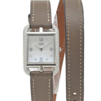 エルメス ケープコッド レディース シェル文字盤 8Pダイヤ クォーツ CC1.232 腕時計