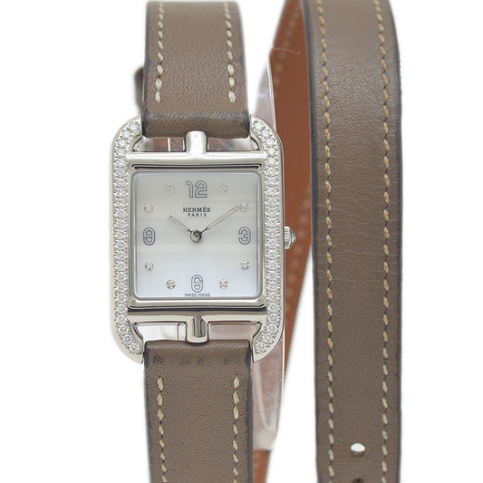 エルメス ケープコッド レディース シェル文字盤 8Pダイヤ クォーツ CC1.232 腕時計