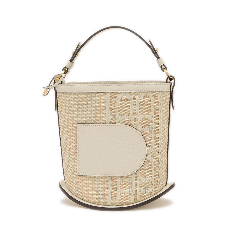 パン ミニ バケット ハンドバッグ イリュージョンジャガード ホワイト/ナチュラル ハンドバッグ
