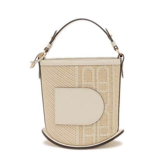パン ミニ バケット ハンドバッグ イリュージョンジャガード ホワイト/ナチュラル ハンドバッグ