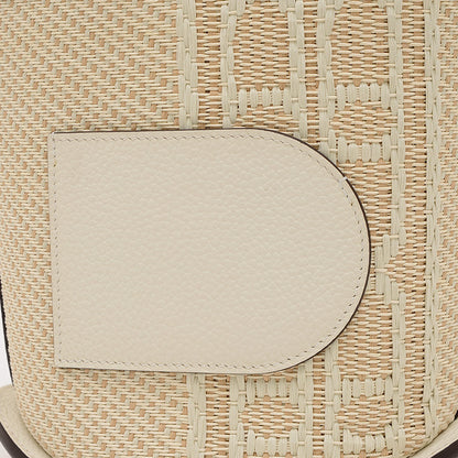 パン ミニ バケット ハンドバッグ イリュージョンジャガード ホワイト/ナチュラル ハンドバッグ