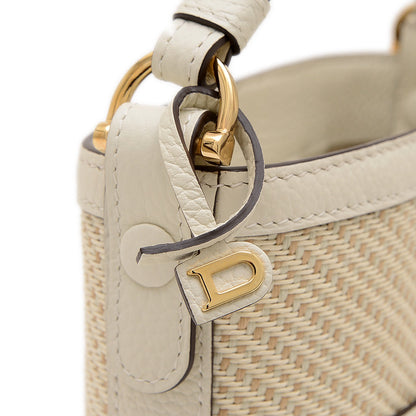 パン ミニ バケット ハンドバッグ イリュージョンジャガード ホワイト/ナチュラル ハンドバッグ