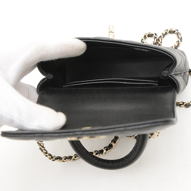 ココハンドル エクストラミニ 2WAYバッグ キャビアスキン ブラック AP4244 ハンドバッグ