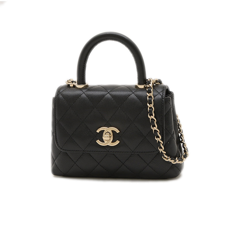 ココハンドル エクストラミニ 2WAYバッグ キャビアスキン ブラック AP4244 ハンドバッグ