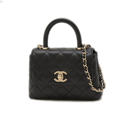 ココハンドル エクストラミニ 2WAYバッグ キャビアスキン ブラック AP4244 ハンドバッグ