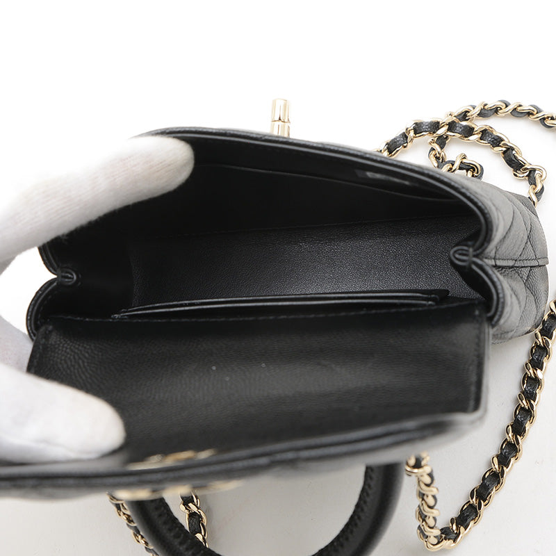 ココハンドル エクストラミニ 2WAYバッグ キャビアスキン ブラック AP4244 ハンドバッグ