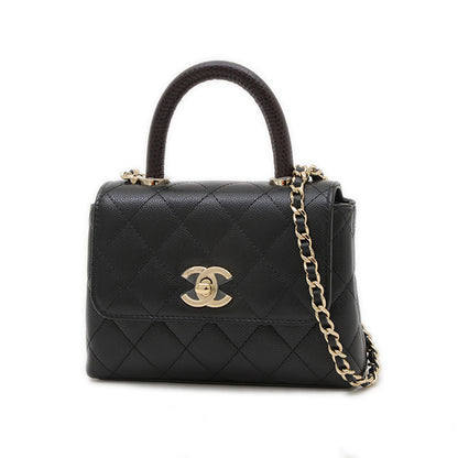 ココハンドル エクストラミニ キャビアスキン ブラック ゴールド金具 AP4244 ショルダーバッグ