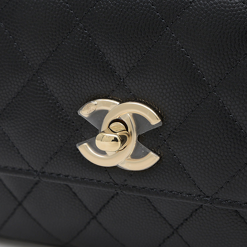 ココハンドル エクストラミニ キャビアスキン ブラック ゴールド金具 AP4244 ショルダーバッグ