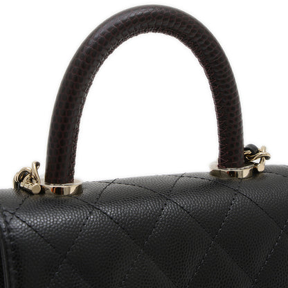 ココハンドル エクストラミニ キャビアスキン ブラック ゴールド金具 AP4244 ショルダーバッグ