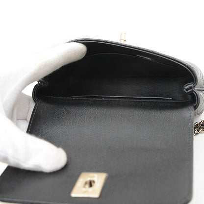 ココハンドル エクストラミニ キャビアスキン ブラック ゴールド金具 AP4244 ショルダーバッグ