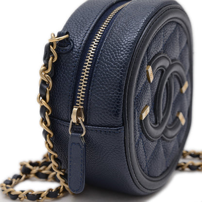 CCフィリグリー ラウンド チェーンショルダー キャビア ネイビー AP0365 ショルダーバッグ