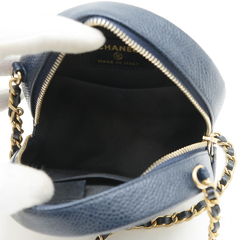 CCフィリグリー ラウンド チェーンショルダー キャビア ネイビー AP0365 ショルダーバッグ