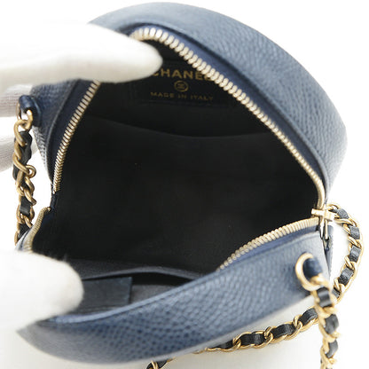 CCフィリグリー ラウンド チェーンショルダー キャビア ネイビー AP0365 ショルダーバッグ