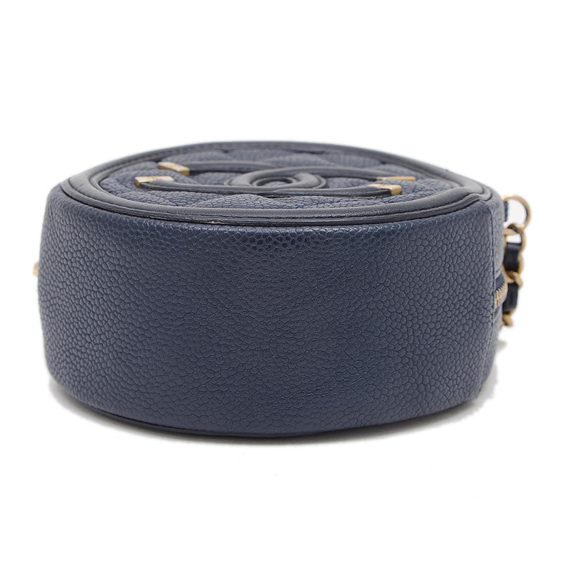 CCフィリグリー ラウンド チェーンショルダー キャビア ネイビー AP0365 ショルダーバッグ