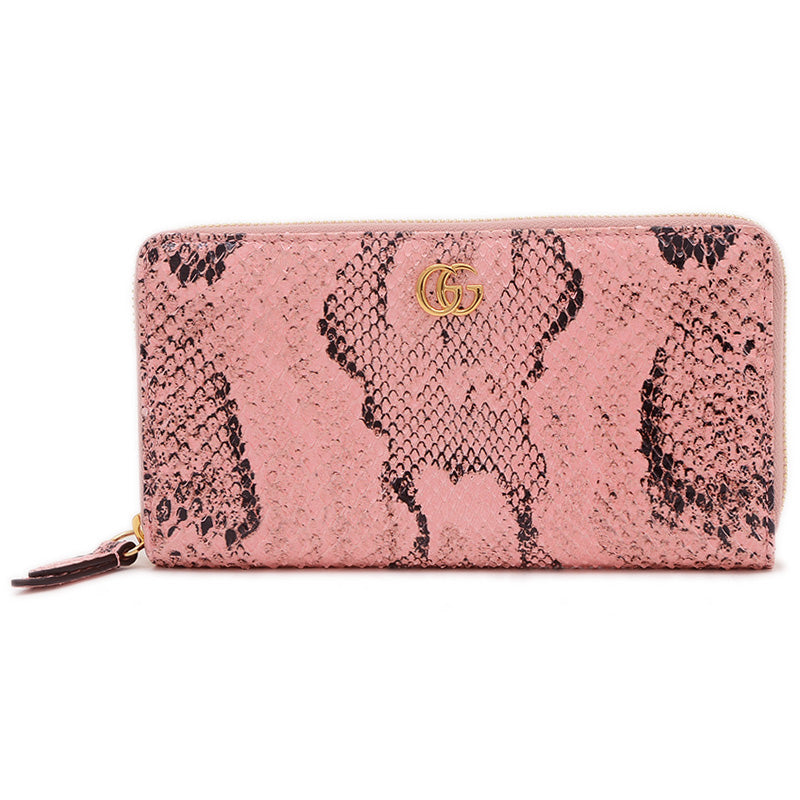 ダブルG ジップアラウンドウォレット 長財布 パイソン ピンク 456117 長財布