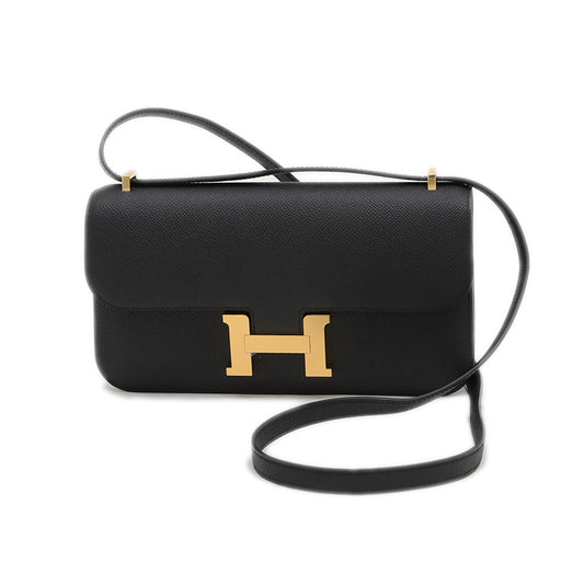 コンスタンスエラン エプソン ブラック ゴールド金具 W刻印 ショルダーバッグ